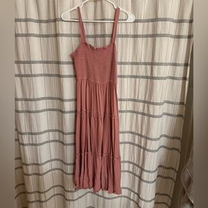 SHEIN Dusty Rose Tiered Maxi Dress